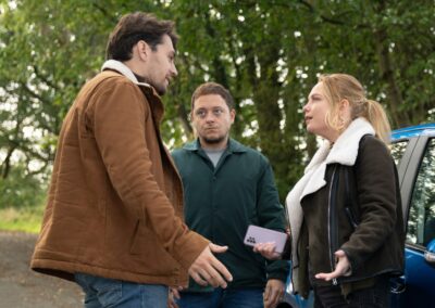 Mack argues with Amy while Matty looks on in Emmerdale