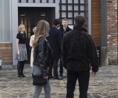 Daisy and Daniel see Ryan and Crystal in the street on Corrie