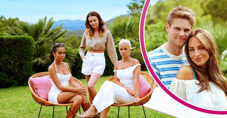 Ruby, Emily, Olivia, James and Maeva smiling on Made In Chelsea