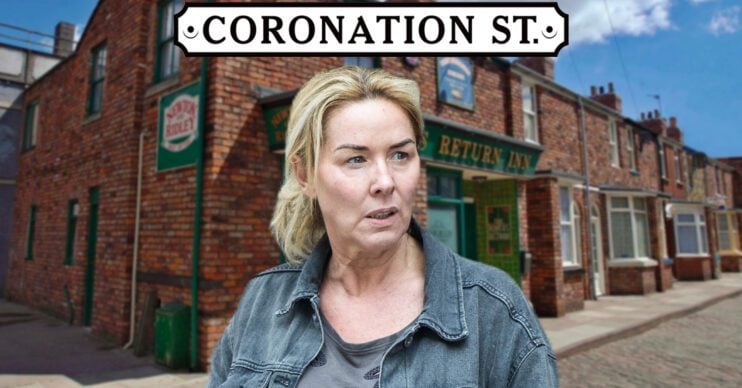 Coronation Street's Cassie, the Coronation Street logo and background of the Rovers