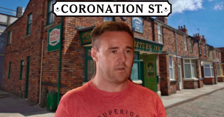 Coronation Street's Tyrone, the Coronation Street logo and background of the Rovers