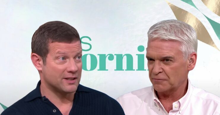 Phillip Schofield with Dermot and This Morning logo