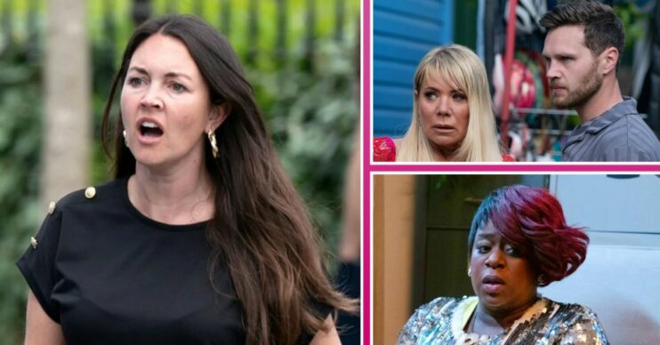 EastEnders spoilers comp image: Stacey, Sharon, Keanu and Kim