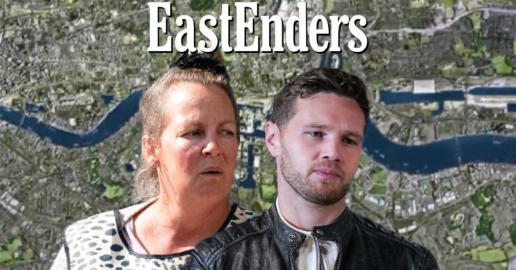 EastEnders' Karen, Keanu, the EastEnders logo and background of the Thames