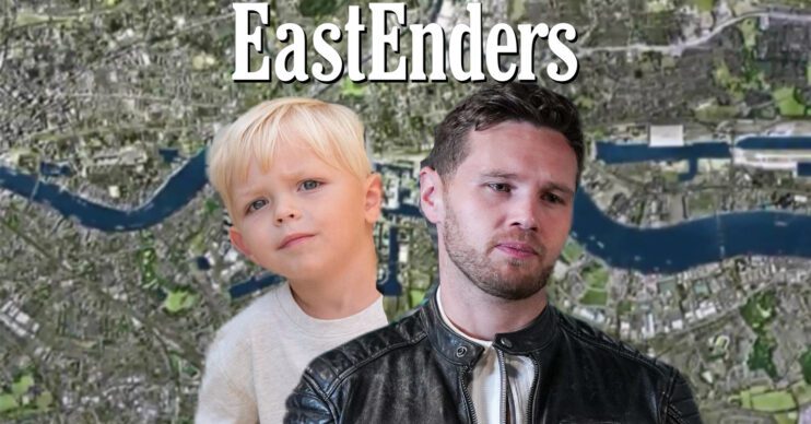 EastEnders' Albie, Keanu, the EastEnders logo and background of the Thames