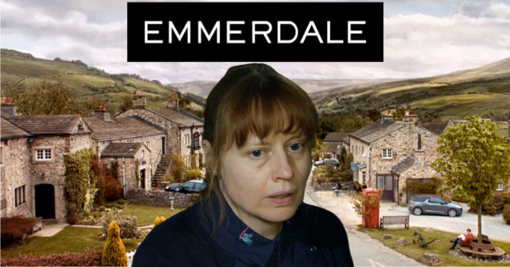 Emmerdale's Lydia, the Emmerdale logo and background of the Dales