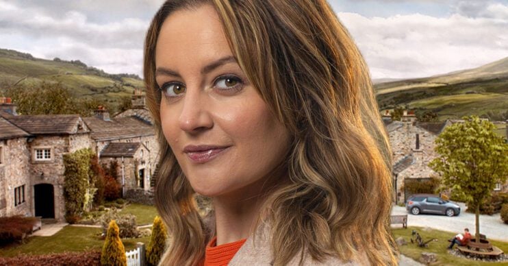 Emmerdale's Paula Lane as Ella Forster and the background of the Dales
