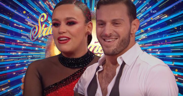 Ellie Leach and Vito Coppola against the Strictly backdrop