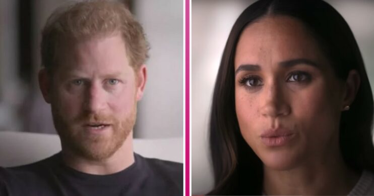 Prince Harry and Meghan Markle speaking to camera