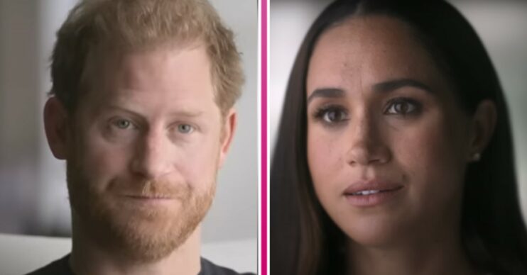 Harry and Meghan during interviewed in Harry & Meghan documentary