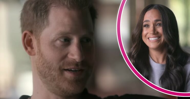 Prince Harry and Meghan Markle talking in Netflix series