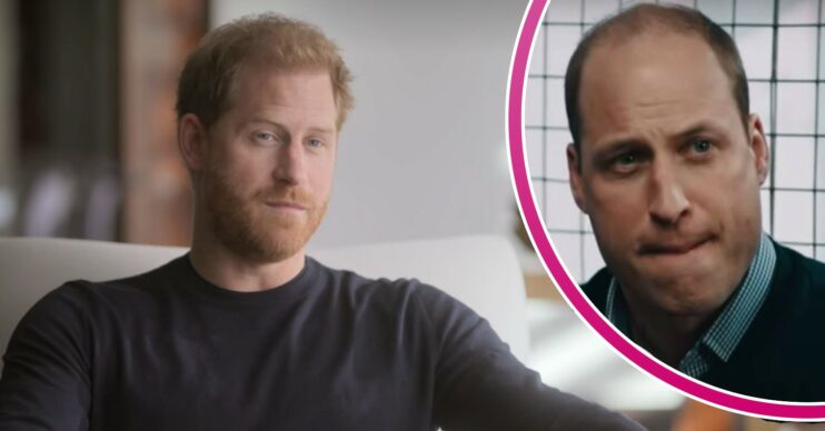 Prince Harry and Prince William looking concerned