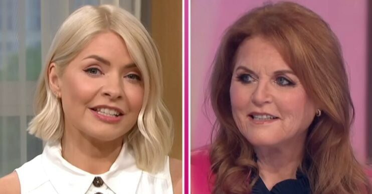 Holly Willoughby and Sarah Ferguson with divider