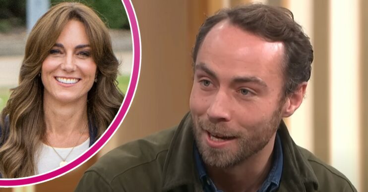 Princess Kate smiling and her brother James Middleton on This Morning