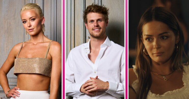 Olivia, James and Melissa smiling on Made In Chelsea