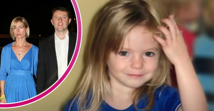 Madeleine McCann smiling in image on BBC News, Kate and Gerry McCann looking sad