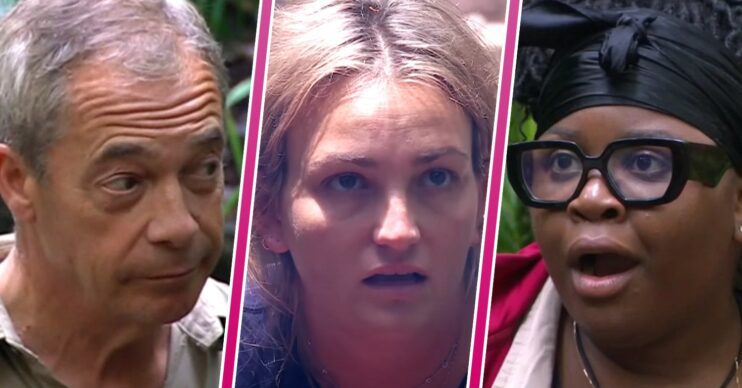 Composite image of Nigel Farage, Nella Rose and Jamie Lynn Spears on I'm A Celebrity (Credit: ITV/Composite: ED!)