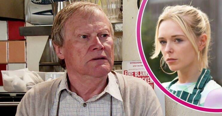 Roy looks shocked on Coronation Street; inset, Lauren looking thoughtful (Credit: ITV/Composite: ED!)