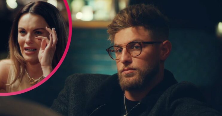 Harvey Armstrong and Emily Blackwell frowning on Made In Chelsea