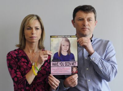 Madeleine McCann's parents Kate and Gerry hold up poster of what she'd look like now