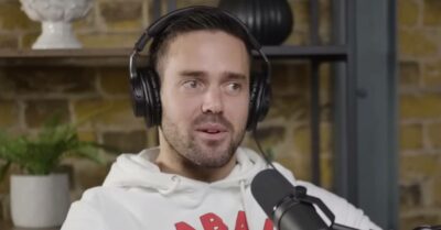 Spencer Matthews wears earphones