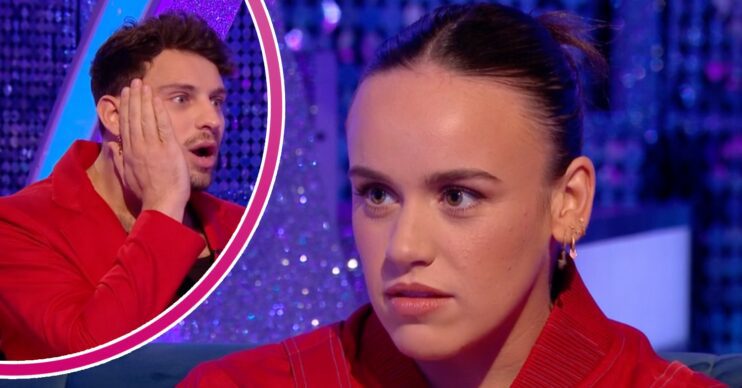 Strictly Come Dancing star Vito Coppola looks shocked, Ellie Leach looks serious