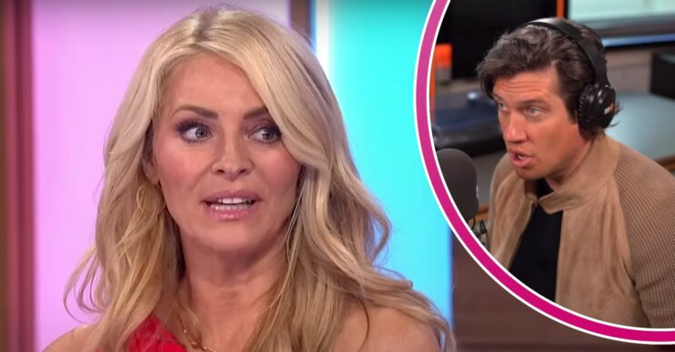 Tess Daly looks serious, her husband Vernon Kay speaks