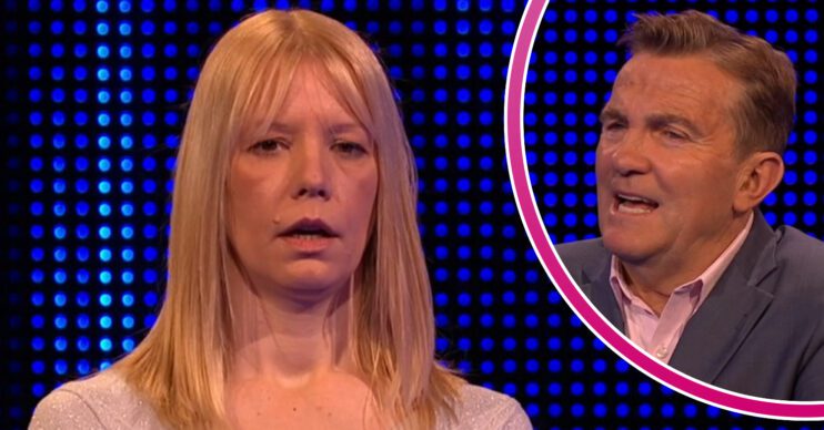 Jo on The Chase looking stunned / Bradley Walsh looking confused