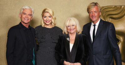 This Morning stars Phillip Schofield, Holly Willoughby, Judy Finnigan, and Richard Madeley pose for photos