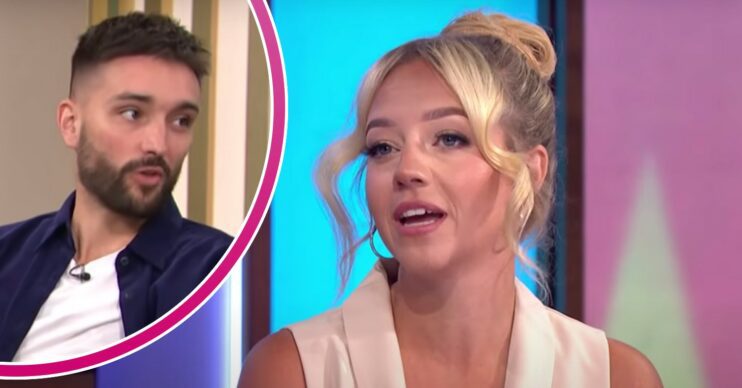 Tom Parker looks to his side, Kelsey Parker appears on Loose Women today