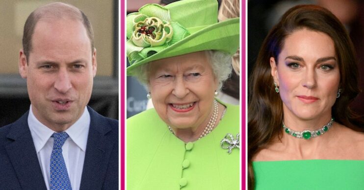 Prince William and Kate alongside the Queen