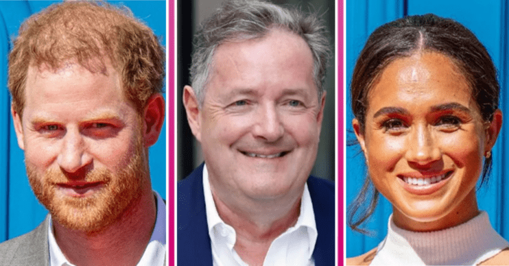 Prince Harry, Piers Morgan and Meghan Markle smiling