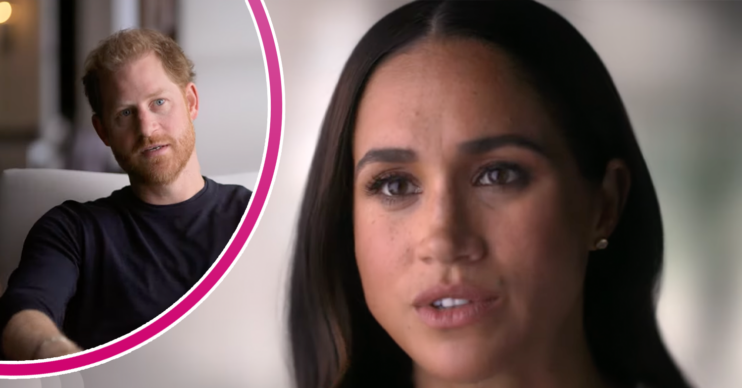 Meghan Markle and Prince Harry speaking in their documentary