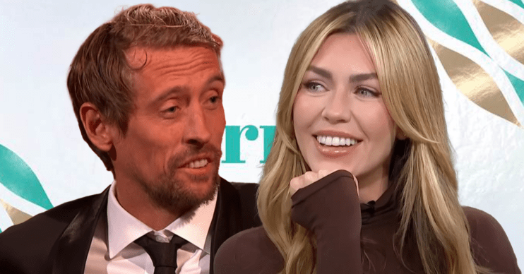 Peter Crouch and Abbey Clancy against the This Morning logo background